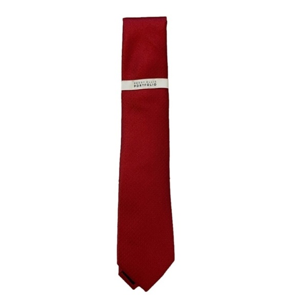 🌸NWT Perry Ellis Portfolio Silk/Polyester Tie in Red - Picture 1 of 3